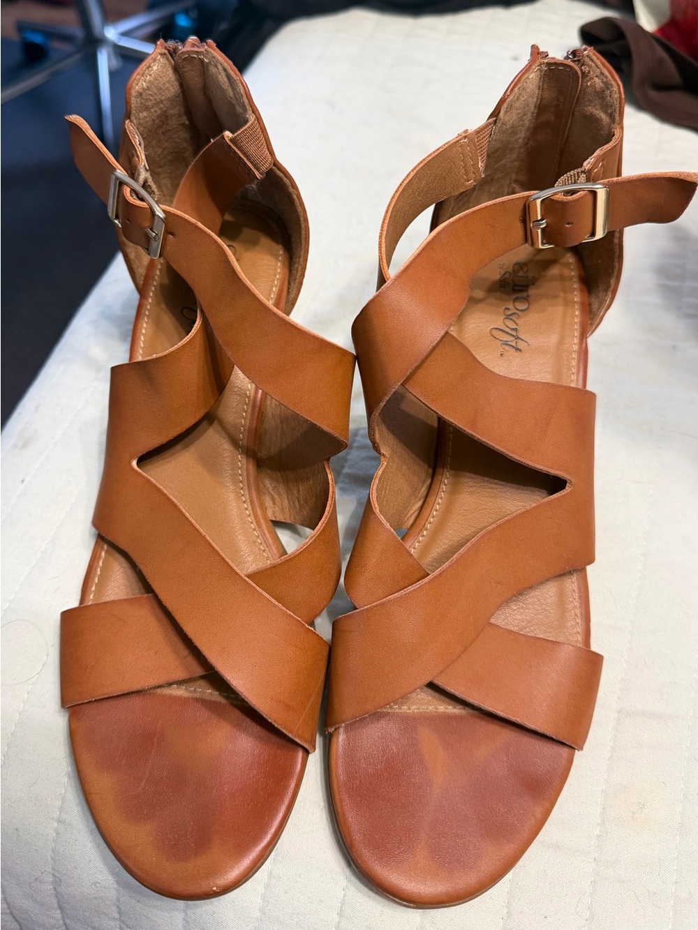 Women’s Brown Strappy Ankle-Buckle Sandals